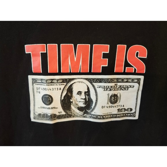 Shein 'Time Is Money' Graphic T-Shirt Junior's Size Small Black - Picture 2 of 4